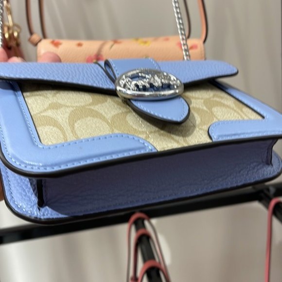 Coach Georgie Crossbody In Signature Canvas Light Khaki / Marble Blue - Picture 16 of 16